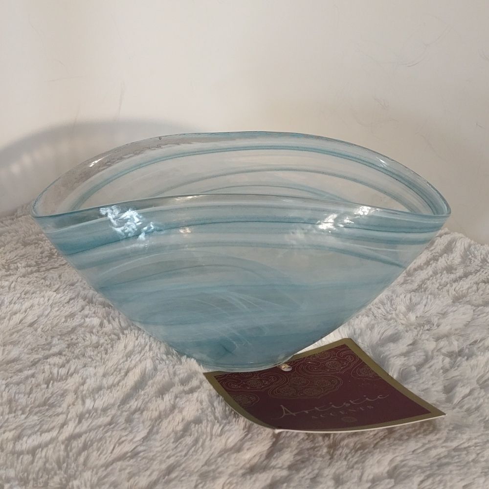 Artistic Accents Blue Swirl Glass Bowl